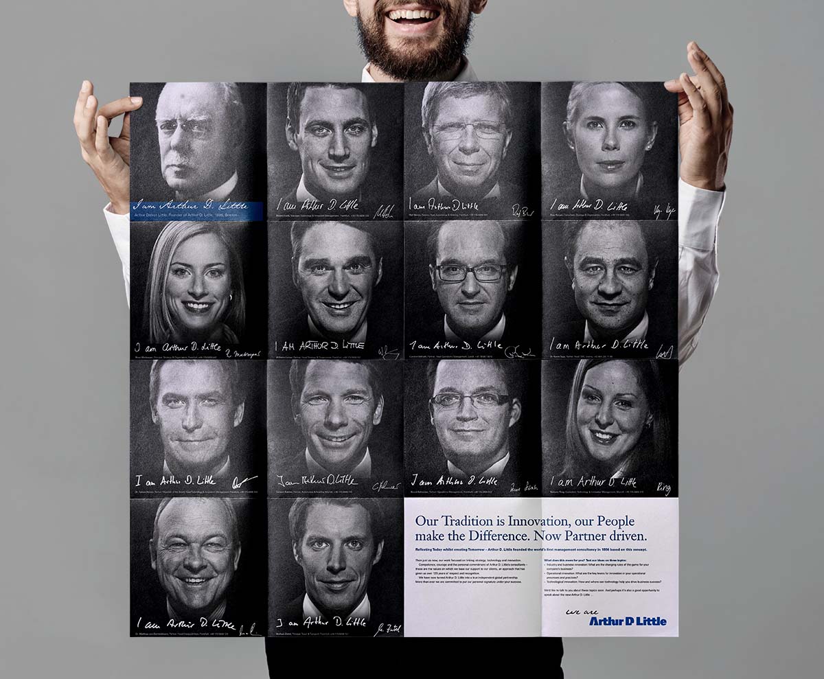 handsome man with blue mockup poster sign copy-space isolated background